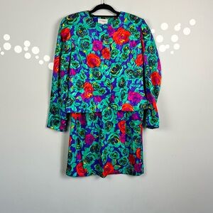 Papell Boutique Vintage Floral Skirt Set Size 16